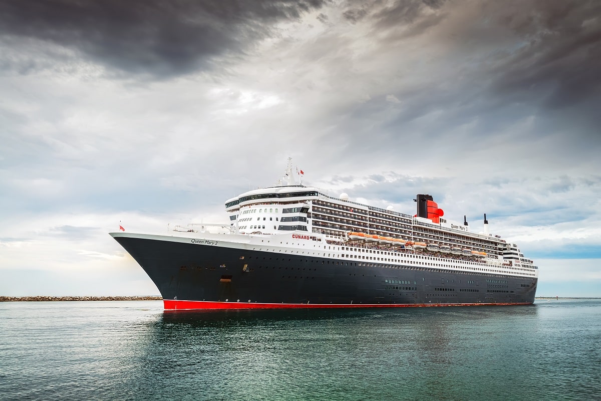 RMS Queen Mary II Ship Travelling In Ocean